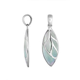 Handcrafted Sterling Silver Mother Of Pearl Leaf Pendant With Silver Vein Accents.